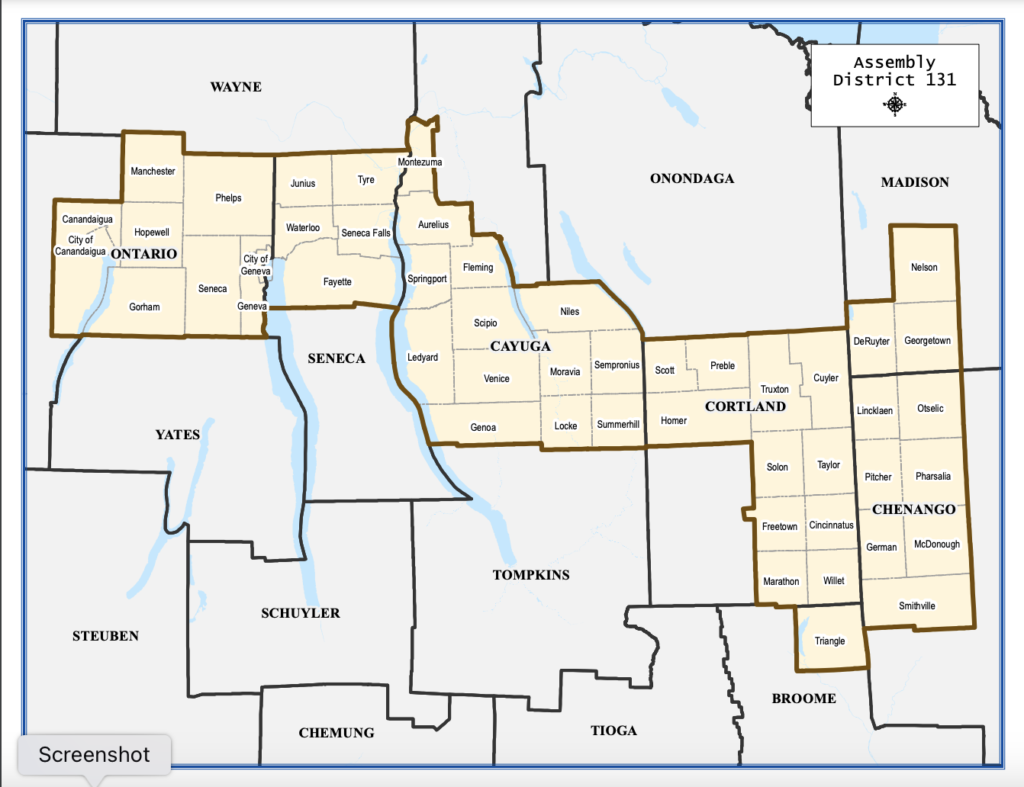 Democratic Women of Cayuga County New York Assembly District 131 Map