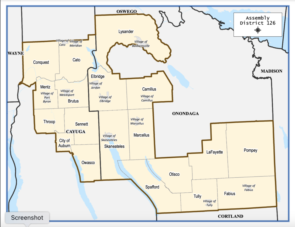 Democratic Women of Cayuga County New York Assembly District 126 Map